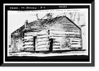 Historic Framed Print, First House in Des Moines, Des Moines, Polk County, IA,  17-7/8" x 21-7/8"