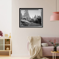Historic Framed Print, Gault Bridge, Spanning Deer Creek at South Pine Street, Nevada City, Nevada County, CA,  17-7/8" x 21-7/8"