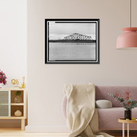 Historic Framed Print, Bacon Island Road Bridge, Spanning Middle River at Bacon Island Road, Stockton vicinity, San Joaquin County, CA - 3,  17-7/8" x 21-7/8"