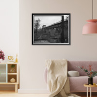 Historic Framed Print, Stanislaus River Bridge, Atchison, Topeka & Santa Fe Railway at Stanislaus, Riverbank vicinity, Stanislaus County, CA - 4,  17-7/8" x 21-7/8"
