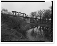 Historic Framed Print, Stanislaus River Bridge, Atchison, Topeka & Santa Fe Railway at Stanislaus, Riverbank vicinity, Stanislaus County, CA - 5,  17-7/8" x 21-7/8"