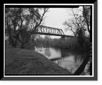 Historic Framed Print, Stanislaus River Bridge, Atchison, Topeka & Santa Fe Railway at Stanislaus, Riverbank vicinity, Stanislaus County, CA - 6,  17-7/8" x 21-7/8"
