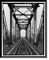 Historic Framed Print, Stanislaus River Bridge, Atchison, Topeka & Santa Fe Railway at Stanislaus, Riverbank vicinity, Stanislaus County, CA - 13,  17-7/8" x 21-7/8"