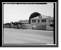 Historic Framed Print, Marion Davies Estate, Fence & Bulkhead, 415 Pacific Coast Highway, Santa Monica, Los Angeles County, CA,  17-7/8" x 21-7/8"