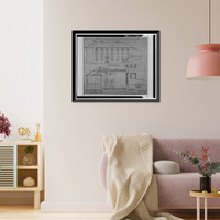 Historic Framed Print, Presidio of San Francisco, Letterman General Hospital, Building No. 12, Letterman Hospital Complex, Edie Road, San Francisco, San Francisco County, CA - 20,  17-7/8" x 21-7/8"