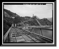 Historic Framed Print, Variable Angle Launcher Complex, Camera Car & Track, CA State Highway 39 at Morris Reservior, Azusa vicinity, Los Angeles County, CA - 3,  17-7/8" x 21-7/8"