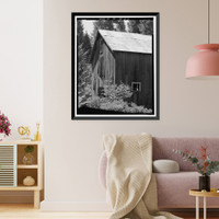 Historic Framed Print, Butt Valley Dam, Gate Tender's Barn, Butt Valley Reservoir Road, Caribou vicinity, Plumas County, CA - 3,  17-7/8" x 21-7/8"