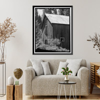 Historic Framed Print, Butt Valley Dam, Gate Tender's Barn, Butt Valley Reservoir Road, Caribou vicinity, Plumas County, CA - 3,  17-7/8" x 21-7/8"