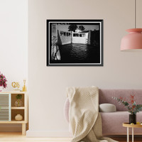 Historic Framed Print, Hurricane Gate Structure 4, Herbert Hoover Dike on Lake Okeechobee, Belle Glade, Palm Beach County, FL - 7,  17-7/8" x 21-7/8"