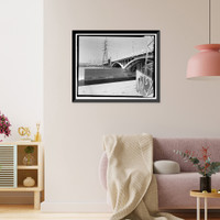 Historic Framed Print, First Street Bridge, Spanning Los Angeles River at First Street, Los Angeles, Los Angeles County, CA - 4,  17-7/8" x 21-7/8"