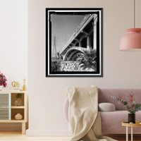 Historic Framed Print, First Street Bridge, Spanning Los Angeles River at First Street, Los Angeles, Los Angeles County, CA - 5,  17-7/8" x 21-7/8"