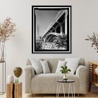 Historic Framed Print, First Street Bridge, Spanning Los Angeles River at First Street, Los Angeles, Los Angeles County, CA - 5,  17-7/8" x 21-7/8"