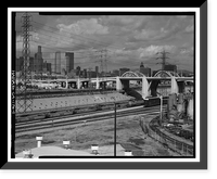 Historic Framed Print, Sixth Street Bridge, Spanning 101 Freeway at Sixth Street, Los Angeles, Los Angeles County, CA,  17-7/8" x 21-7/8"