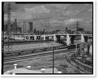 Historic Framed Print, Sixth Street Bridge, Spanning 101 Freeway at Sixth Street, Los Angeles, Los Angeles County, CA,  17-7/8" x 21-7/8"