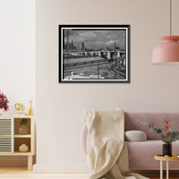 Historic Framed Print, Sixth Street Bridge, Spanning 101 Freeway at Sixth Street, Los Angeles, Los Angeles County, CA,  17-7/8" x 21-7/8"
