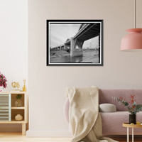 Historic Framed Print, Sixth Street Bridge, Spanning 101 Freeway at Sixth Street, Los Angeles, Los Angeles County, CA - 8,  17-7/8" x 21-7/8"