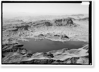 Historic Framed Print, Copper Basin Reservoir & Dam, 2.5 miles west of Gene Pump Plant, Parker Dam, San Bernardino County, CA - 2,  17-7/8" x 21-7/8"