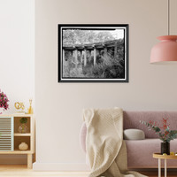 Historic Framed Print, Black Canyon Road Bridge, Spanning Santa Ysabel Creek at intersection of Black Canyon & Sutherland Dam Roads, Ramona, San Diego County, CA - 6,  17-7/8" x 21-7/8"