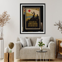 Historic Framed Print, If you cant go across with a gun come across with your part of the Red Cross war fund. C. W. Love  The United States Printing  Lithograph Co. N.Y.,  17-7/8" x 21-7/8"