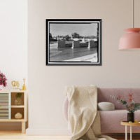 Historic Framed Print, Glendale-Hyperion Viaduct, Spanning Golden State Freeway (Interstate 5) and Los Angeles River, Los Angeles, Los Angeles County, CA,  17-7/8" x 21-7/8"