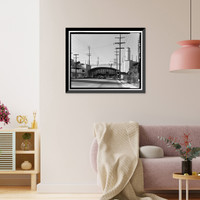 Historic Framed Print, Glendale-Hyperion Viaduct, Spanning Golden State Freeway (Interstate 5) and Los Angeles River, Los Angeles, Los Angeles County, CA - 17,  17-7/8" x 21-7/8"