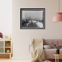 Historic Framed Print, Fourth Street Viaduct, Spanning Los Angeles River, Los Angeles, Los Angeles County, CA - 2,  17-7/8" x 21-7/8"