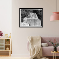 Historic Framed Print, Pit 4 Diversion Dam, Pit River west of State Highway 89, Big Bend, Shasta County, CA - 9,  17-7/8" x 21-7/8"