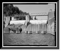 Historic Framed Print, Pit 4 Diversion Dam, Pit River west of State Highway 89, Big Bend, Shasta County, CA - 18,  17-7/8" x 21-7/8"