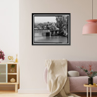 Historic Framed Print, Napa River Railroad Bridge, Spanning Napa River, east of Soscol Avenue, Napa, Napa County, CA - 3,  17-7/8" x 21-7/8"