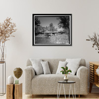 Historic Framed Print, Cottonwood Creek Bridge, Spanning Cottonwood Creek on Road 28, Madera, Madera County, CA - 4,  17-7/8" x 21-7/8"