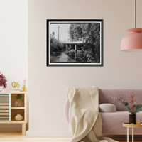 Historic Framed Print, Cottonwood Creek Bridge, Spanning Cottonwood Creek on Road 28, Madera, Madera County, CA - 10,  17-7/8" x 21-7/8"