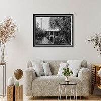 Historic Framed Print, Cottonwood Creek Bridge, Spanning Cottonwood Creek on Road 28, Madera, Madera County, CA - 10,  17-7/8" x 21-7/8"