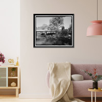 Historic Framed Print, Cottonwood Creek Bridge, Spanning Cottonwood Creek on Road 28, Madera, Madera County, CA - 11,  17-7/8" x 21-7/8"