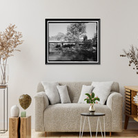Historic Framed Print, Cottonwood Creek Bridge, Spanning Cottonwood Creek on Road 28, Madera, Madera County, CA - 11,  17-7/8" x 21-7/8"