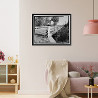 Historic Framed Print, Cottonwood Creek Bridge, Spanning Cottonwood Creek on Road 28, Madera, Madera County, CA - 16,  17-7/8" x 21-7/8"