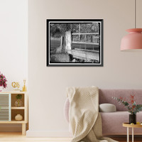 Historic Framed Print, Cottonwood Creek Bridge, Spanning Cottonwood Creek on Road 28, Madera, Madera County, CA - 17,  17-7/8" x 21-7/8"