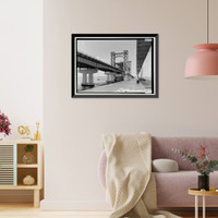 Historic Framed Print, Sidney Lanier Bridge, Spanning Brunswick River, Brunswick, Glynn County, GA - 16,  17-7/8" x 21-7/8"