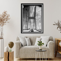 Historic Framed Print, Sidney Lanier Bridge, Spanning Brunswick River, Brunswick, Glynn County, GA - 18,  17-7/8" x 21-7/8"