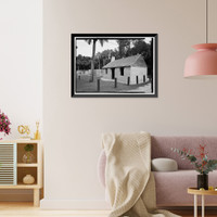Historic Framed Print, Kingsley Plantation, Slave Quarters, 11676 Palmetto Avenue, Jacksonville, Duval County, FL,  17-7/8" x 21-7/8"