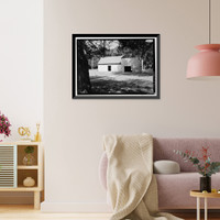 Historic Framed Print, Kingsley Plantation, Barn, 11676 Palmetto Avenue, Jacksonville, Duval County, FL,  17-7/8" x 21-7/8"