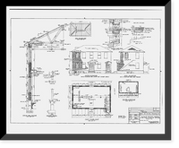 Historic Framed Print, U.S. Naval Air Station, Telephone Workshop & Storehouse, Mustin Avenue, Pensacola, Escambia County, FL - 10,  17-7/8" x 21-7/8"
