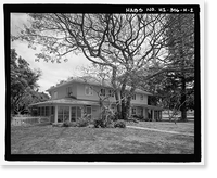 Historic Framed Print, U.S. Naval Base, Pearl Harbor, Naval Housing Area Hospital Point, Chapel & Duplex Quarters, 9 First Street, Pearl City, Honolulu County, HI - 2,  17-7/8" x 21-7/8"