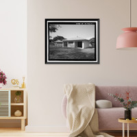 Historic Framed Print, U.S. Naval Base, Pearl Harbor, Naval Housing Area Hospital Point, Pharmacists' Garage Type, First Street near Kean Road, Pearl City, Honolulu County, HI,  17-7/8" x 21-7/8"