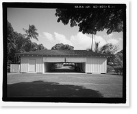 Historic Framed Print, U.S. Naval Base, Pearl Harbor, Naval Housing Area Hale Alii, Shared Carport Type with Storerooms, End of driveways off Hale Alii Avenue, Pearl City, Honolulu County, HI,  17-7/8" x 21-7/8"