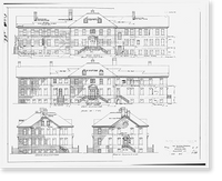 Historic Framed Print, Southern Ute Boarding School, Boy's Dormitory, Ouray & Capote Drives, Ignacio, La Plata County, CO - 4,  17-7/8" x 21-7/8"