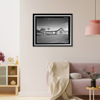 Historic Framed Print, Fort Huachuca, Cavalry Stable, Clarkson Road, Sierra Vista vicinity, Cochise County, AZ - 23,  17-7/8" x 21-7/8"