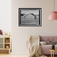 Historic Framed Print, Fort Huachuca, Cavalry Stable, Clarkson Road, Sierra Vista vicinity, Cochise County, AZ - 43,  17-7/8" x 21-7/8"