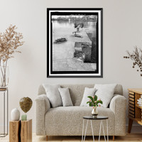 Historic Framed Print, Upper White River Lock & Dam Nos. 1, 2, & 3, Spanning White River, Batesville, Independence County, AR - 7,  17-7/8" x 21-7/8"