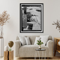 Historic Framed Print, Upper White River Lock & Dam Nos. 1, 2, & 3, Spanning White River, Batesville, Independence County, AR - 13,  17-7/8" x 21-7/8"