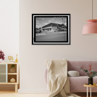 Historic Framed Print, U.S. Naval Base, Pearl Harbor, Commander in Chief Pacific Fleet Garage, Laupele & Ulithe Roads in Makalapa Administration, Pearl Harbor, Honolulu County, HI,  17-7/8" x 21-7/8"